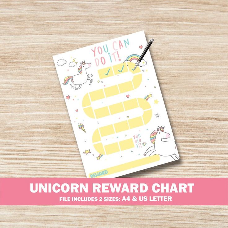 an unicorn reward chart with the text you can do it on it and a pencil next to it