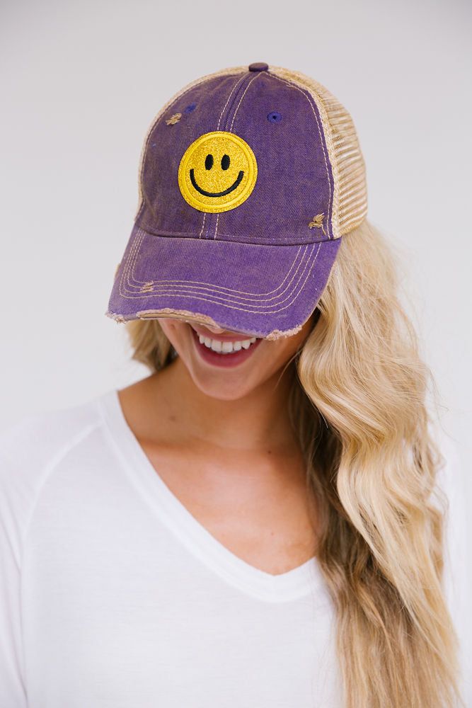 GOLD SMILEY PATCH HAT HAT Judith March Style Ponytail, Ecu Pirates, East Carolina University, Patch Hat, Jennifer Love Hewitt, Jennifer Love, Smiley, Trucker Hat, Hats