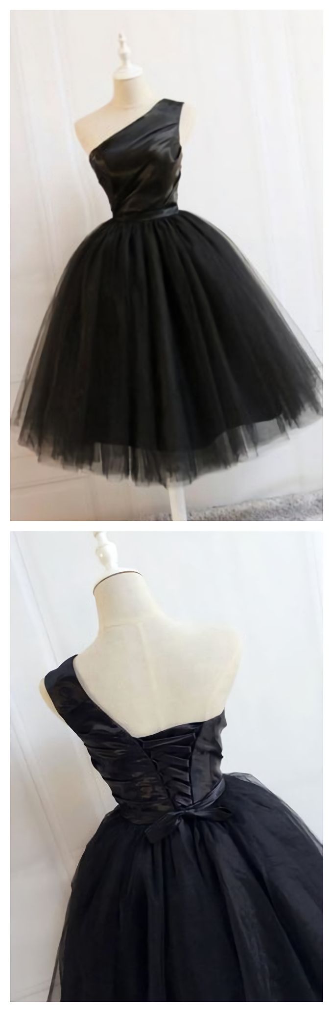 Black One Shoulder Short Black Tulle Homecoming Dresses Short Black Tulle Dress, Black Tulle Dress For Formal Occasion, Black Sleeveless Tulle Dress, Black Tulle Dress For Spring, Black Tulle Mini Dress For Cocktail, Formal Black Tulle Dress, Black Tulle Dress For Party, Black Tulle Skirt Summer Dress, Black Tulle Skirt Dress For Summer