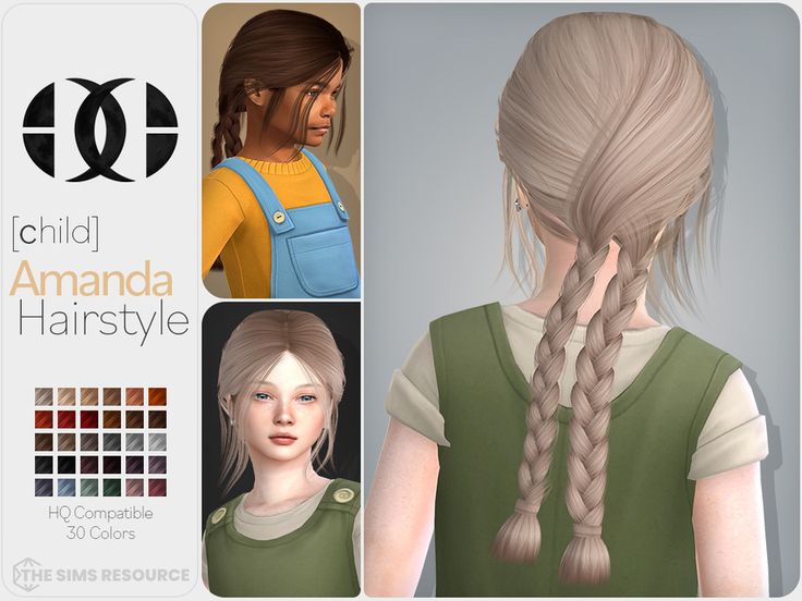 Hairstyle For Children, Sims Hairstyles, Short Hair For Kids, Mod Hair, Sims 4 Children, Braided Hairstyle, All Hairstyles, Sims4 Clothes, Two Braids