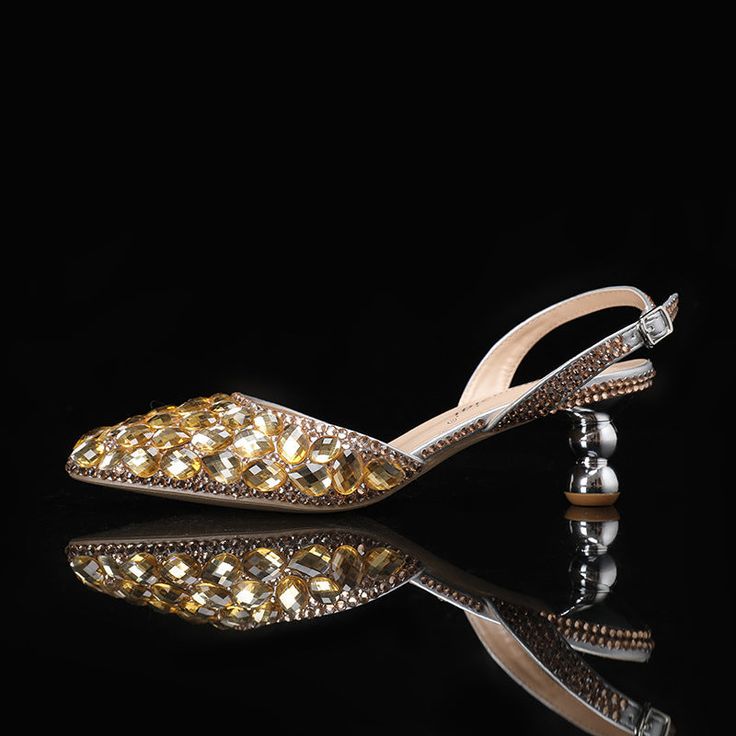 Step into elegance and glamour with our Champagne Colored Rhinestone-Embellished Electroplated Ladies' Evening Shoes. These exquisite shoes are designed to make a statement at any formal occasion or special event. The champagne color adds a touch of sophistication, while the unique shape and dazzling rhinestone embellishments create a truly eye-catching look. Crafted with attention to detail and quality, these shoes are sure to elevate your style and leave a lasting impressionColor: CoffeeProduc Spring Rhinestone Closed Toe Heels, Summer Formal Wedding Shoes With Rhinestones, Bling Pointed Toe Heels For Events, Bling Heels With Pointed Toe For Events, Spring Rhinestone Low Heel Shoes, Pointed Toe Heels With Bling For Events, Spring Crystal Embellished Flat Heels, Pointed Toe Embellished Heels For Events, Glamorous Rhinestone Heels With Round Toe