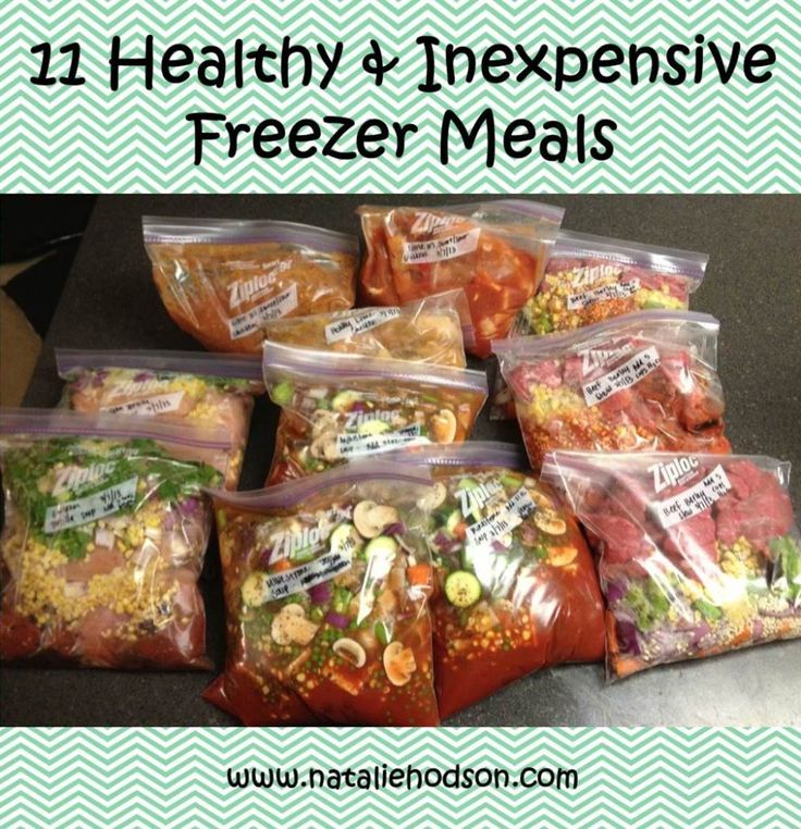 freezer meals are packed in plastic bags with the words, healthy and expensive freezers meals