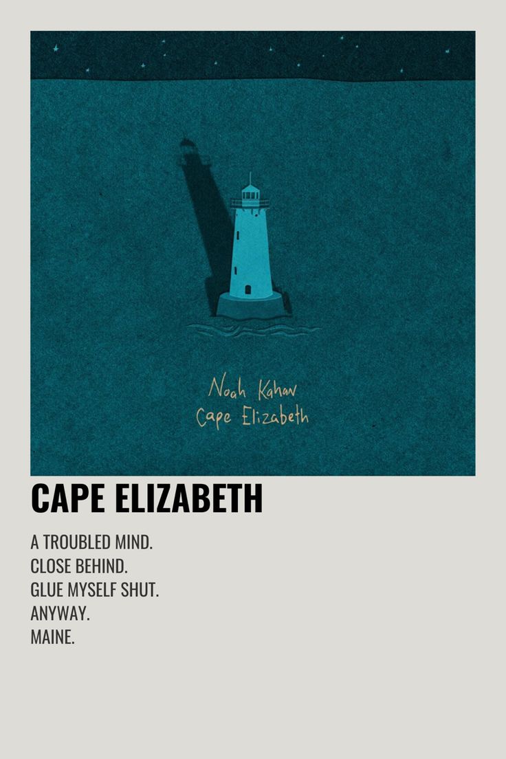 an advertisement for cape elizabeth with a lighthouse in the water