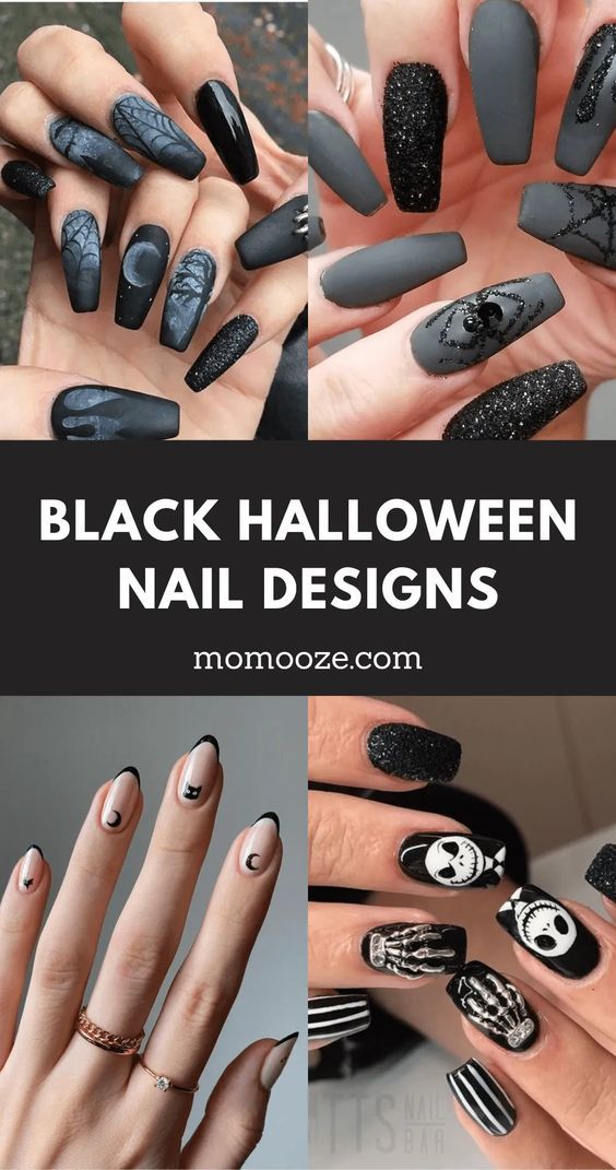 In this article are the most beautiful and amazing spring nail designs and colors that you can’t help but copy. #naildesigns #nailart #winternails #fallnails #amazingnails #fallnails #gelnails #acrylicnails #year #halloween #christmas #nailsideas2024 #nailtrends #nailtrend2024 2023 Halloween Nail Ideas, Spooky Halloween Nail Designs Short, Black Nail Halloween Designs, Low Key Halloween Nails, Halloween Bat Nail Designs, Halloween Nails 2023 Trends, Holloween Nails Design, Halloween Nail Color Ideas, Spooky Halloween Nails Black