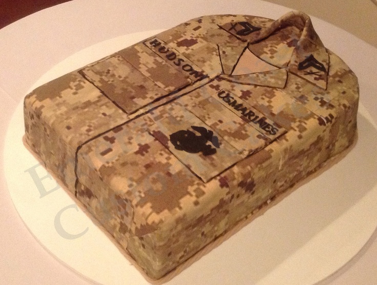 a cake made to look like an army uniform