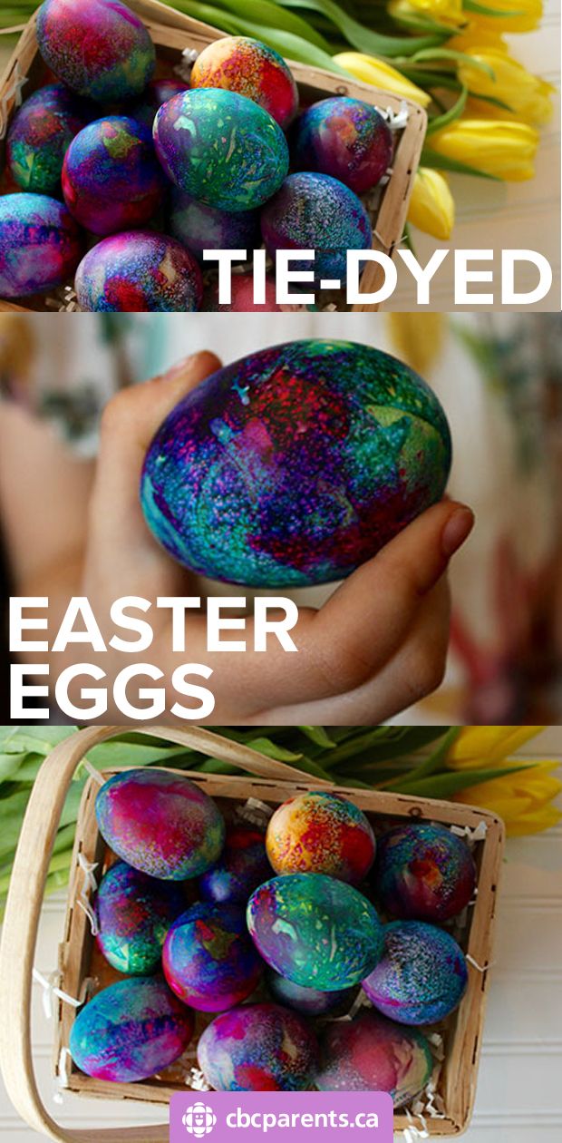 two baskets filled with colorful painted easter eggs