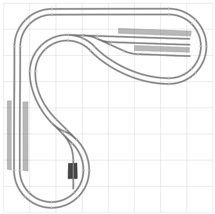 a drawing of a train track that is connected to two wires and has the number one on it