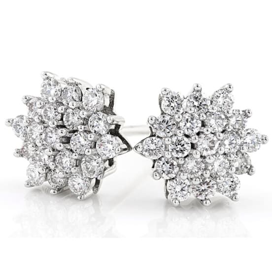 Prazana® Lab-Grown Diamonds .50ctw round white lab-grown diamond, rhodium over 14k white gold cluster earrings. Measure approximately 5/16"L x 5/16"W and have push back backings. Near colorless, eye clean. White Lab, White Gold Earrings, Cluster Earrings, Diamond Gemstone, Gold Material, You've Been, Gemstone Colors, Lab Grown, Types Of Metal