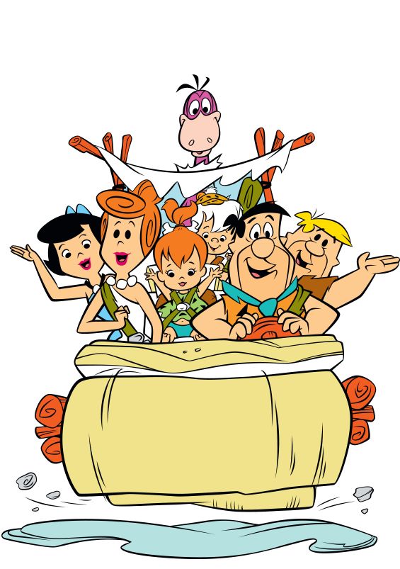 cartoon characters in an old fashioned bathtub with their arms out and feet up on the edge