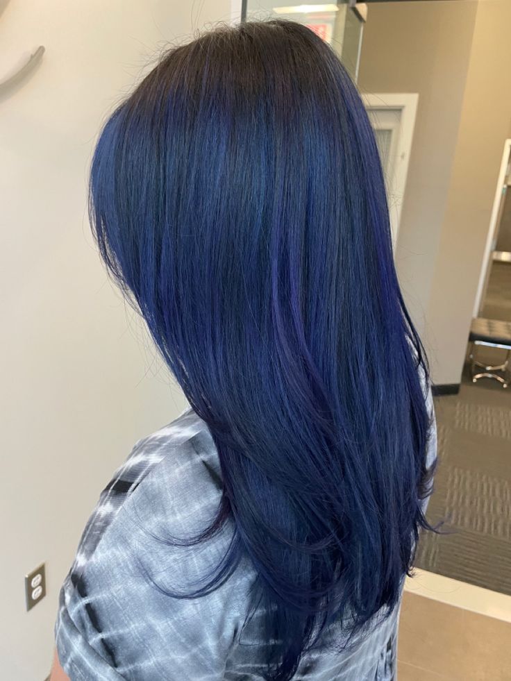 Blueberry Hair Color, Fun Colored Hair, Blueberry Hair, Blue Balayage, Pravana Hair Color, Hair Color Blue, Colorful Hair, Colored Hair, Columbia Blue