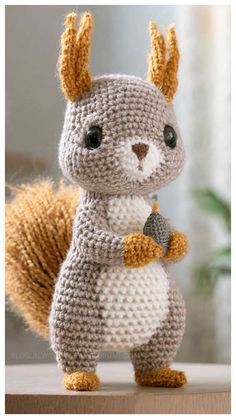 Squirrel Amigurumi, Crochet Squirrel, Cat Crochet Pattern, Amigurumi Plush, Beginner Crochet Projects, Crochet Amigurumi Free, Free Amigurumi Patterns, Ideas Crochet, Crochet Dog