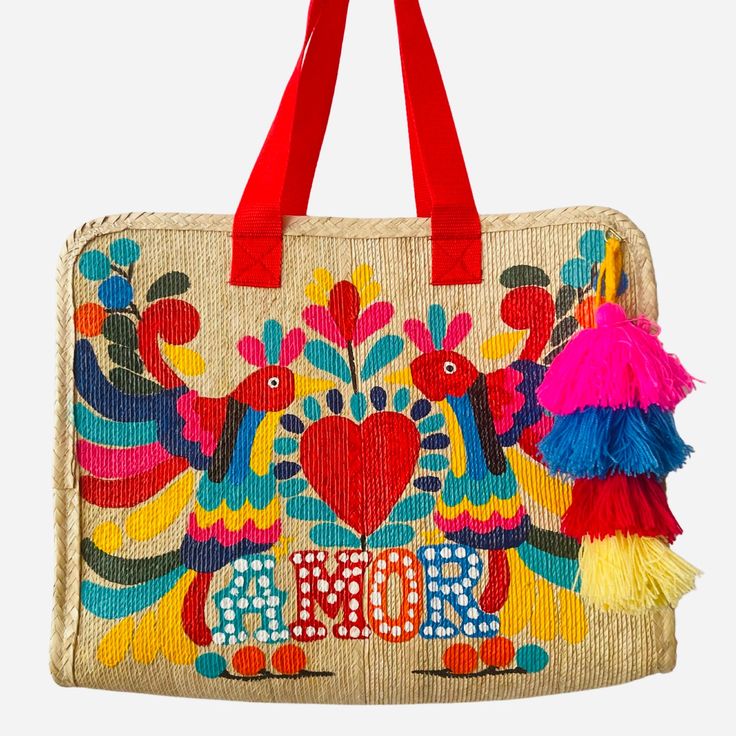 Welcome to SOLOLI, your whimsical haven for cute and boho-chic palm leaves tote bags adorned with hand-painted art. Prepare to be captivated by our collection inspired by the intricate Otomi patterns, infused with vibrant colors and bursts of love. Each bag is a unique work of art, carefully handcrafted and meticulously hand-painted, ensuring exquisite quality and attention to detail. Embrace the joy of self-expression with our one-of-a-kind palm leaves tote bags. Not only are they adorned with Painted Palm Leaves, Palm Leaf Bag, Dance With You, Hand Painting Art, Spread Love, Boho Vibe, Boho Chic Fashion, Medium Bags, Palm Leaves