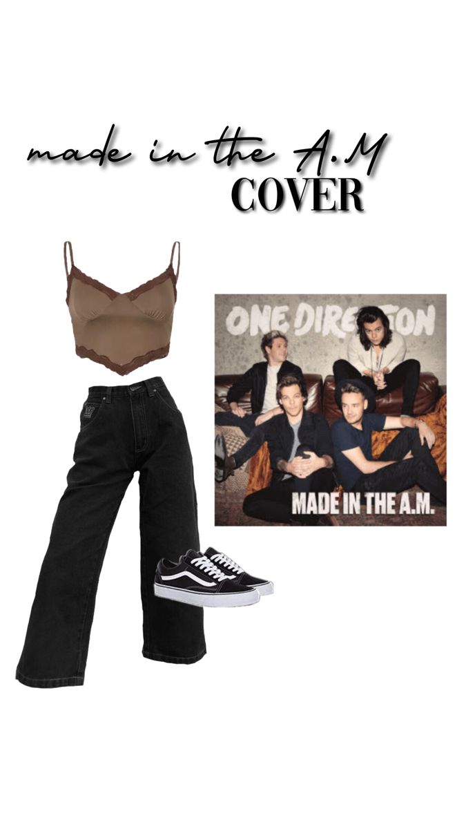 a woman wearing black jeans and a bra top with an image of one direction on it