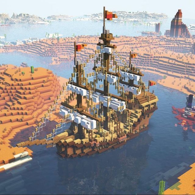 Captain on Instagram: "Quite literally among the best ships I’ve ever seen in Minecraft, created by @starfishstudiosinc ~ Don’t forget to follow the original Creator! ~ ~ ~ Follow me for more content like this! ~ ~ ~ #Minecraft #minecraft #minecraftmedieval #minecraftfantasy #minecraftbuilds #minecraftbuild #philza #ph1lza #technoblade #tommyinnit #dream #georgenotfound #twitchstreamer #smallstreamer #minecraftbuilding #vikingminecraft #minecraftviking" Pirate Ships Minecraft, Minecraft Pirate Ship House, Pirate Boat Minecraft, Minecraft Pirate Ship Blueprints, Pirate Ship Minecraft Build, Minecraft Ship Design, Minecraft Ship House, Minecraft Pirate Base, Medieval Ship Minecraft