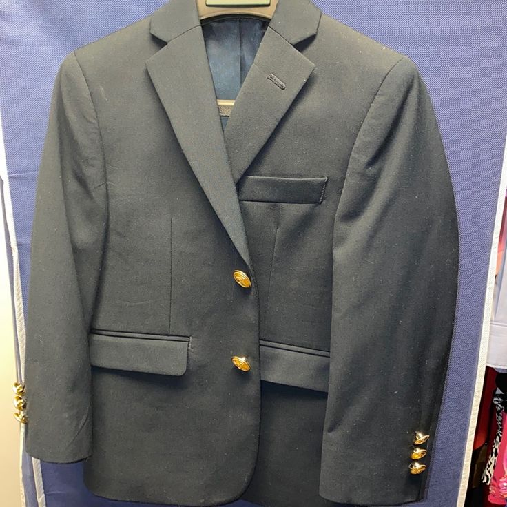 Nwot Navy Blazer. Never Worn. Comes With Original Hanger. Fitted Ralph Lauren Outerwear With Pockets, School Blazer With Pockets And Long Sleeves, Long Sleeve Blazer With Pockets For School, Long Sleeve School Blazer With Pockets, Fitted Blue Peacoat With Pockets, Ralph Lauren Winter Outerwear With Buttons, Ralph Lauren Fitted Long Sleeve Blazer, Ralph Lauren Fitted Long Sleeve Suits, Ralph Lauren Sport Coat For Winter