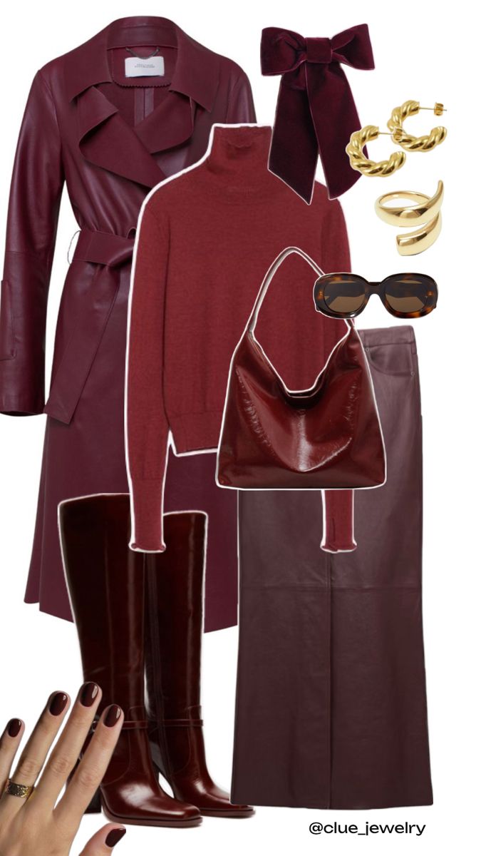 Inspo cherry red outfit Cherry Red Outfit, Minimalist Wardrobe Capsule, Stylish Outfits For Women Over 50, Burgundy Outfit, Trendy Outfit Ideas, Fall Outfit Ideas, Trendy Fall Outfits, Trendy Outfit, Trendy Fall