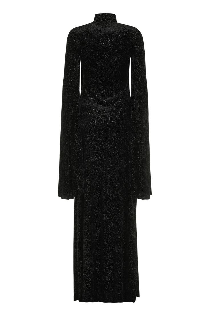 Shiny fabricwide sleeves32% polyamide, 58% polyesterComposition: 32% % Polyamide, 58% % Polyester Dress With Wide Sleeves, Black Velvet Maxi Dress, Sleeves For Women, Black Fr, Velvet Maxi, Velvet Maxi Dress, Balenciaga Black, Shiny Fabric, Flowy Maxi Dress