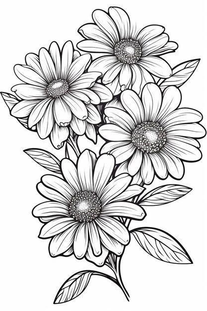 some flowers that are black and white