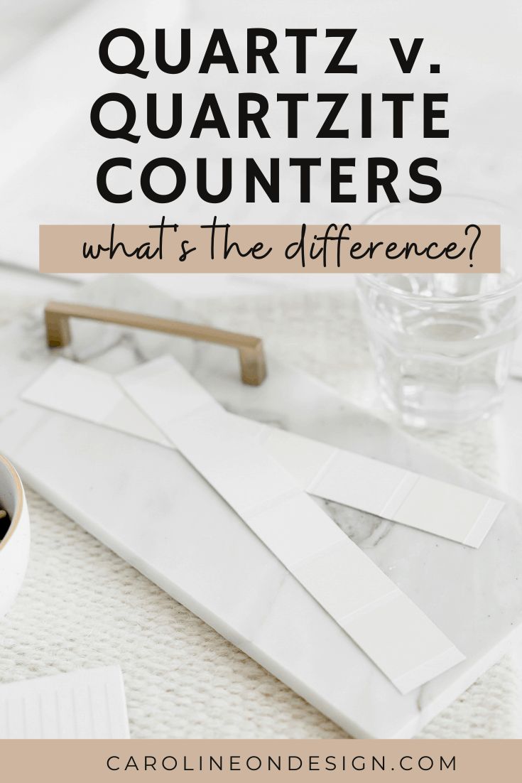 coffee cups and napkins on a table with text overlay that reads, quartz v quartz counters what's the differences?