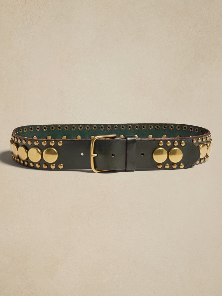 Palmar Studded Leather Waist Belt | Banana Republic Studded Belt Outfit, Holiday Wallpapers, Trendy Belts, Accessory Inspo, Leather Waist Belt, Women's Belts, Gold Belts, Belt Style, Studded Belt