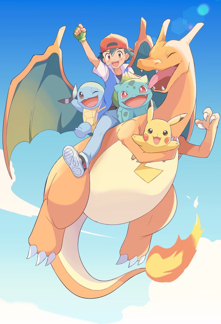 the pokemons are riding on top of each other