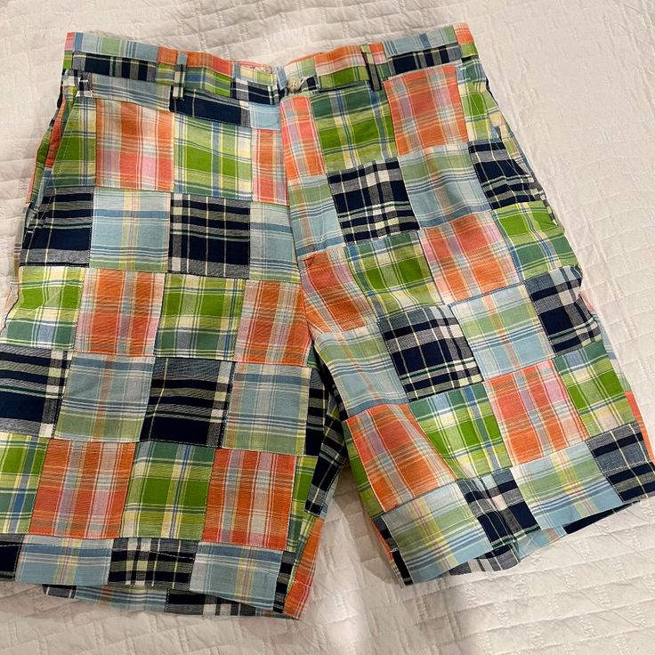 New With Tags Berle Men’s Golf Shorts Size 35 Patchwork Madras Flat Front Sports Beach Boating. Multicolored Patchwork Madras Plaid Golf, Boating, Beach And Walking Shorts Flat Front With Side And Back Pockets Casual Plaid Patchwork Bottoms, Preppy Plaid Cotton Shorts, Fitted Plaid Casual Shorts, Fitted Casual Plaid Shorts, Preppy Fitted Cotton Shorts, Multicolor Cotton Bermuda Shorts, Fitted Multicolor Cotton Shorts, Fitted Plaid Cotton Shorts, Multicolor Fitted Preppy Bottoms