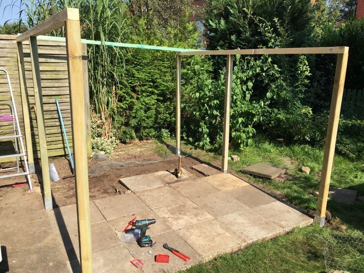 the backyard is being built and ready to be used as a play area for children