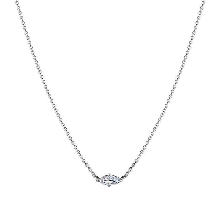 Handcrafted solitaire diamond pendant necklace featuring a rose-cut marquise diamond, set on an adjustable 18-karat white or yellow gold chain. Luxury Marquise Necklace With Single Diamond, Luxury Single Diamond Marquise Necklaces, Luxury Marquise Single Diamond Necklace, Timeless Marquise Diamond Cut Necklace, Elegant Marquise Single Diamond Necklace, Marquise Solitaire Diamond Necklace Fine Jewelry, Diamond White Marquise Necklace With Single Cut Diamonds, Single Diamond Marquise Necklace For Formal Occasions, White Gold Marquise Diamond Cut Necklaces