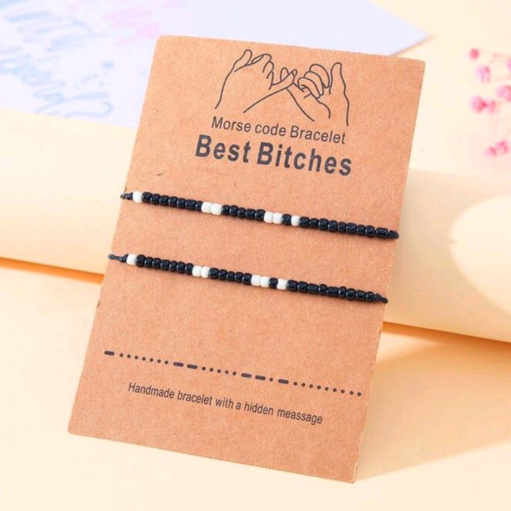 Morse Code "Best Bitches" Bracelet Set Keep One For You & Gift The Other To Your Bestie Bundle This With 4 Other 5 For $25 Sale Listings Marked With A Watermelon And I'll And You An Offer. Also Bundle 6 For $30, 7 For $35, Etc B#300 Bestie Bracelets Diy, Morse Code Bracelet Diy Tutorials, Cutesy Gifts, Freindship Bracelets, Bracelet Morse Code, Bracelet Morse, Morse Code Bracelets, Best Friend Bracelets, Bracelet Inspo