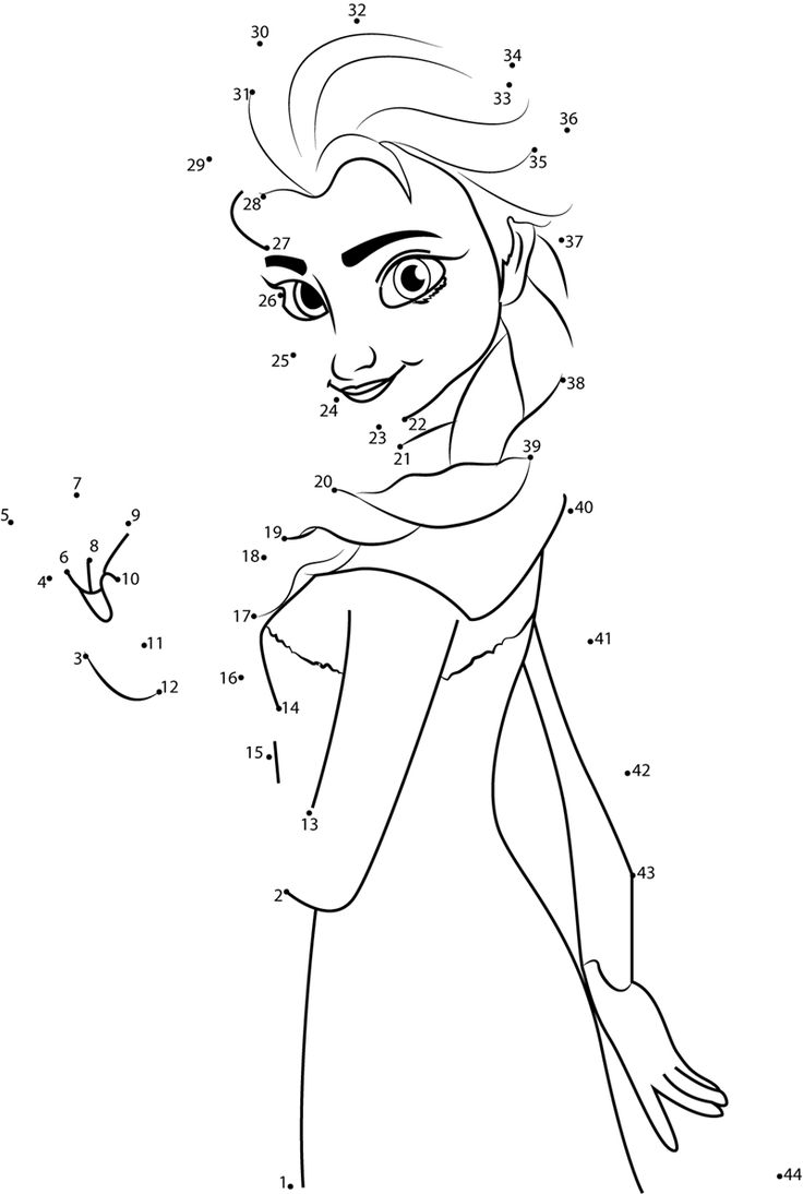 the princess from disney cartoons dot to dot