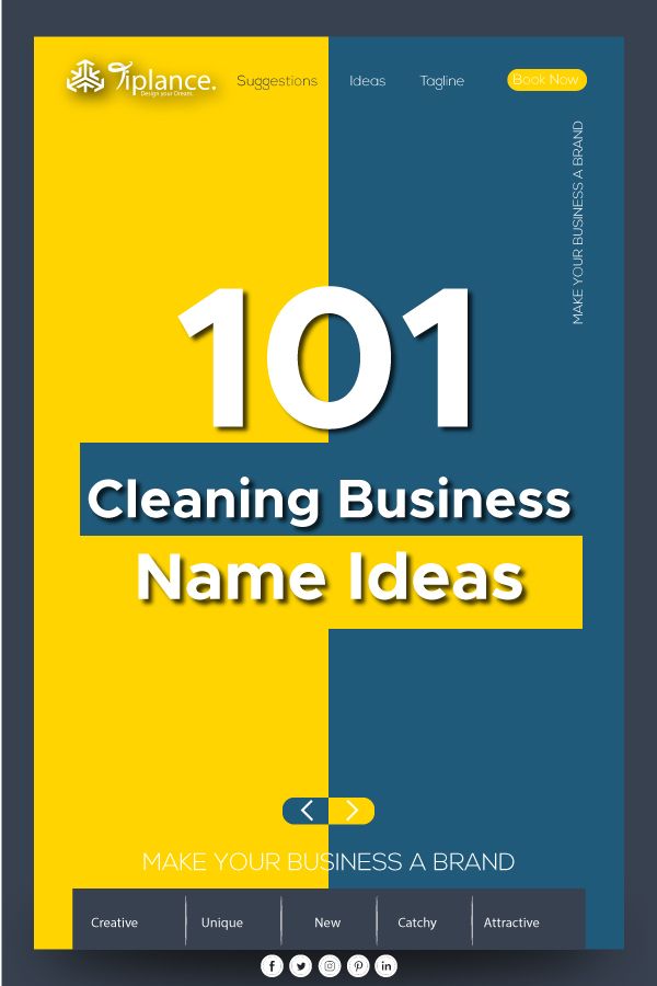 the 1011 cleaning business name ideas guide is shown in blue, yellow and white