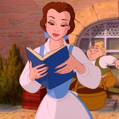 the beauty and the beast character is reading a book