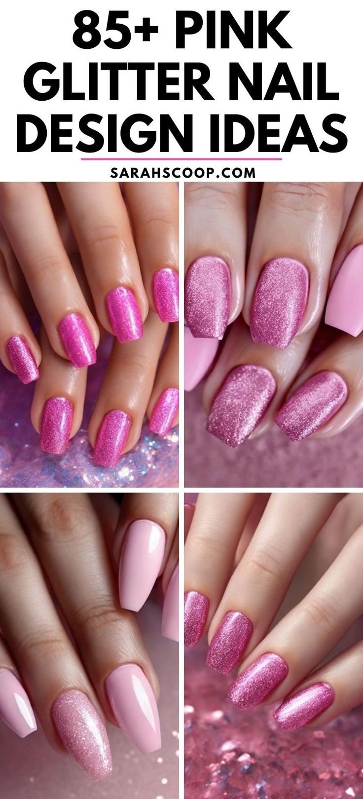 Embrace your sparkle with pink glitter nails! 💅✨💗 #naildesigns #nailinspo Pink Shimmer Nails Design, Pink New Years Nails Glitter, Pink Nail Dip Ideas, Bright Pink Holiday Nails, Pretty Glitter Nails, Sparkling Pink Nails, New Years Pink Nails, Short Glittery Nails, Pink Sparkle Nails Short