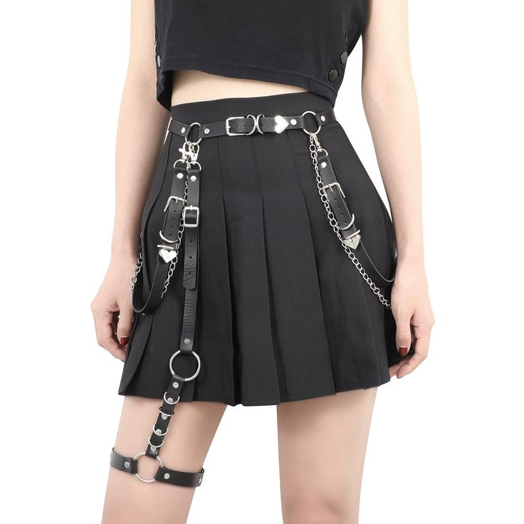 PRICES MAY VARY. Material: High quality PU leather + alloy. Not easy break or damage, punk style,sturdy material, punk belt comes with metal chain tassel.The punk waist chain belt is elegant and sexy for women and girls. Fashion Punk Style: The great unique and fashionable accessories, durable, soft, flexible,makes you look more charming and unique.Easily match with casual pants ,jeans, dress, JK skirt, gothic dress and punk outfits. Adjustable Size:One size can be adjustable, the punk belt is s Neo Punk, Punk Belt, Thigh Belt, Waist Chain Belt, Leg Garters, Workout Women, Leg Garter, Belted Mini Skirt, Uniform Dress