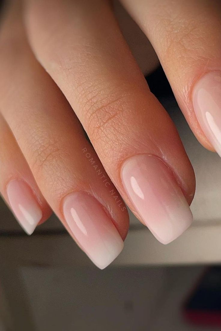 Classic Squoval Nails, Natural American Manicure, Pearl Squoval Nails, Squarvole Nails, Nails Squoval Long, Natural Nail Ombre, Squoval Ombre Acrylic Nails, Wedding Nails For Bride Rounded Square, Square Oval Gel Nail Designs