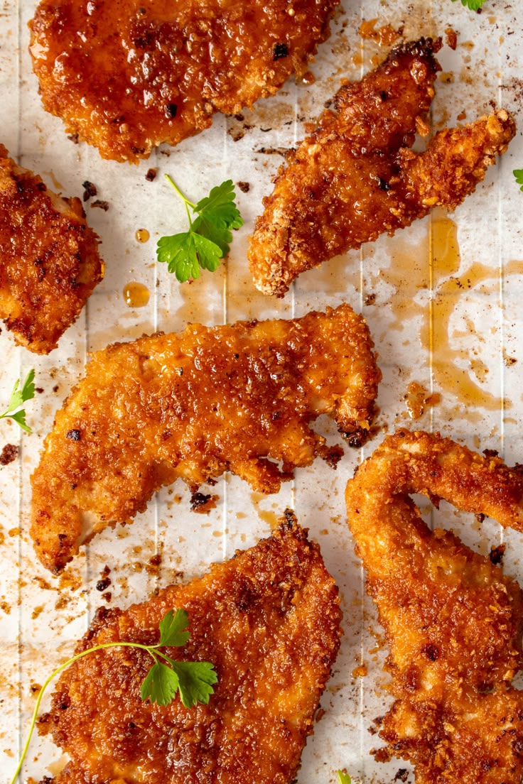 fried chicken pieces with parsley on top