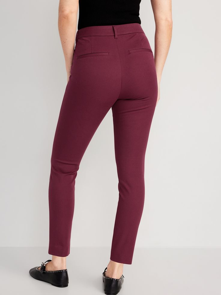 High-Waisted Pixie Skinny Ankle Pants for Women | Old Navy Fitted Mid-rise Pants With Belt Loops, Fitted Straight Leg Leggings With Pockets, Stretch Bottoms With Belt Loops For Office, Office Bottoms With Stretch And Belt Loops, Office Stretch Bottoms With Belt Loops, Business Casual Ankle-length Bottoms With Hip Pockets, Office Ankle-length Pants With Belt Loops, High Waist Leggings With Pockets For Work, Mid-rise Bottoms For Office In Fall