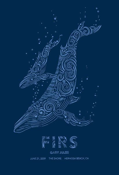 a blue whale with swirls on it's back and the words fins written in white