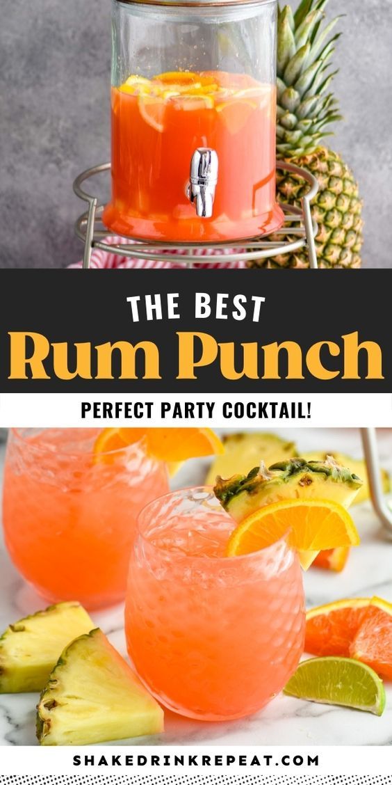 the best rum punch perfect party cocktail with pineapples and orange slices in it