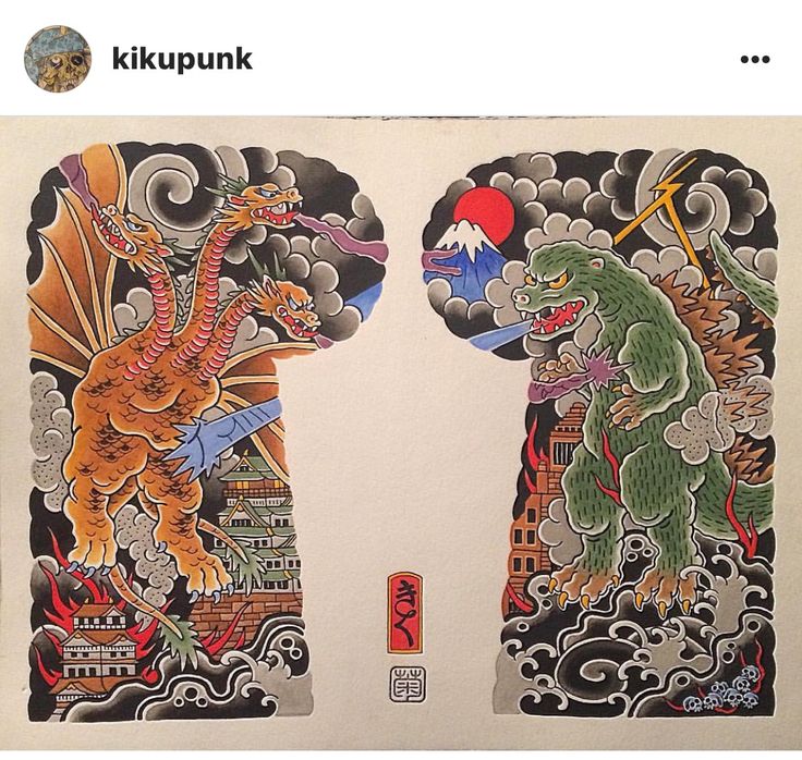 an image of two dragon designs on paper