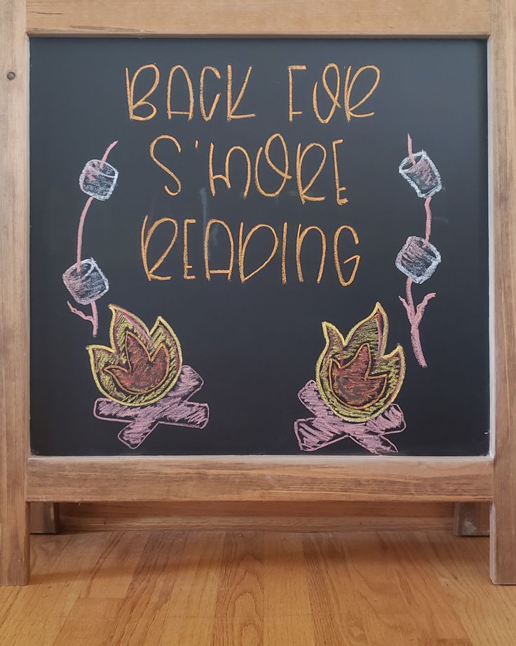 a blackboard with writing on it that says back - eye s'more reading