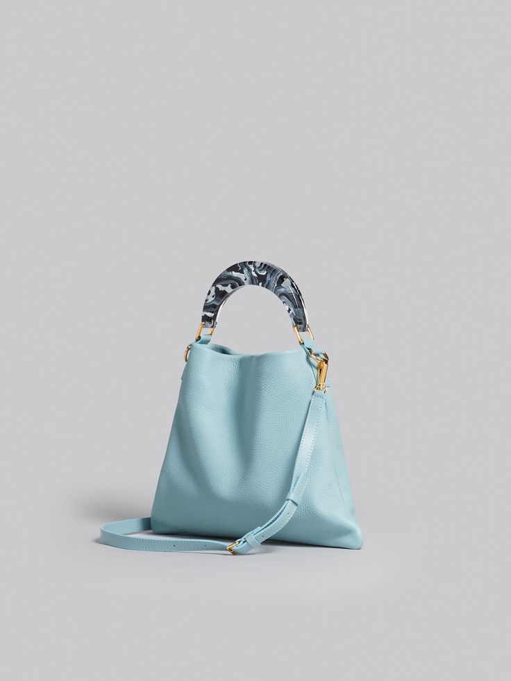 Venice Small Bag in light blue leather | Marni Leather Bucket Bag With Round Handle, Double Handle Bucket Bag With Gold-tone Hardware For On-the-go, Luxury Hobo Bag With Detachable Strap And Round Handle, Everyday Bucket Bag With Gold-tone Hardware And Round Handle, Leather Satchel With Round Handle And Removable Pouch, Leather Satchel With Removable Pouch And Round Handle, Leather Hobo Bag With Detachable Strap And Round Handle, Everyday Top Handle Bucket Bag With Gold-tone Hardware, Everyday Use Top Handle Bucket Bag With Gold-tone Hardware