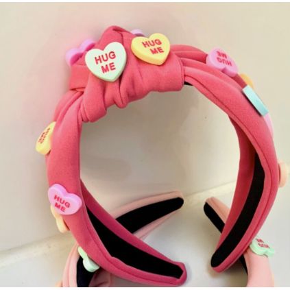 Enhance your Valentine's Day look with our hot pink Valentines Headband Candy Heart. This cute accessory will make you look good and add a nice touch to your outfit. Perfect for a playful and fun holiday look. (Limited stock, get yours now!) Pink Headband, Conversation Heart, Knotted Headband, Hot Pink, Valentine's Day, Hair Accessories, Candy, Hair, Pink