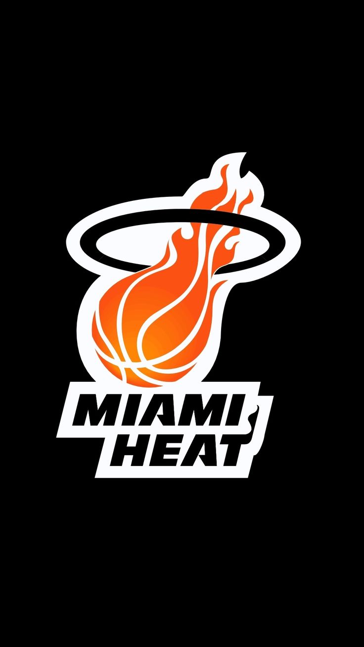 the miami heat logo is shown on a black background with an orange flame in the center