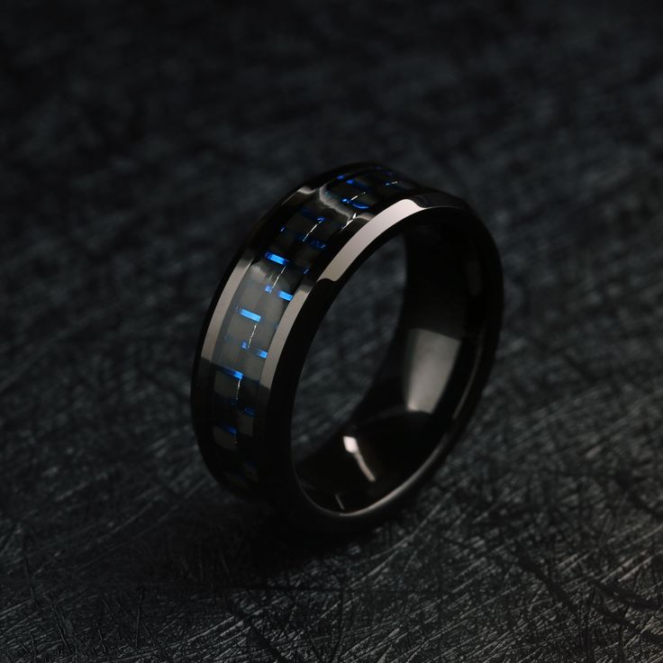 Titanium Carbon Fiber Wedding Ring Black Titanium Engagement Ring, Black And Blue Wedding Bands For Men, Mens Wedding Bands Carbon Fiber, Navy Blue Wedding Rings, Carbon Fiber Wedding Band Men Rings, Mens Sapphire Wedding Band, Carbon Fiber Wedding Band, Mens Wedding Rings Black, Mens Wedding Rings Titanium