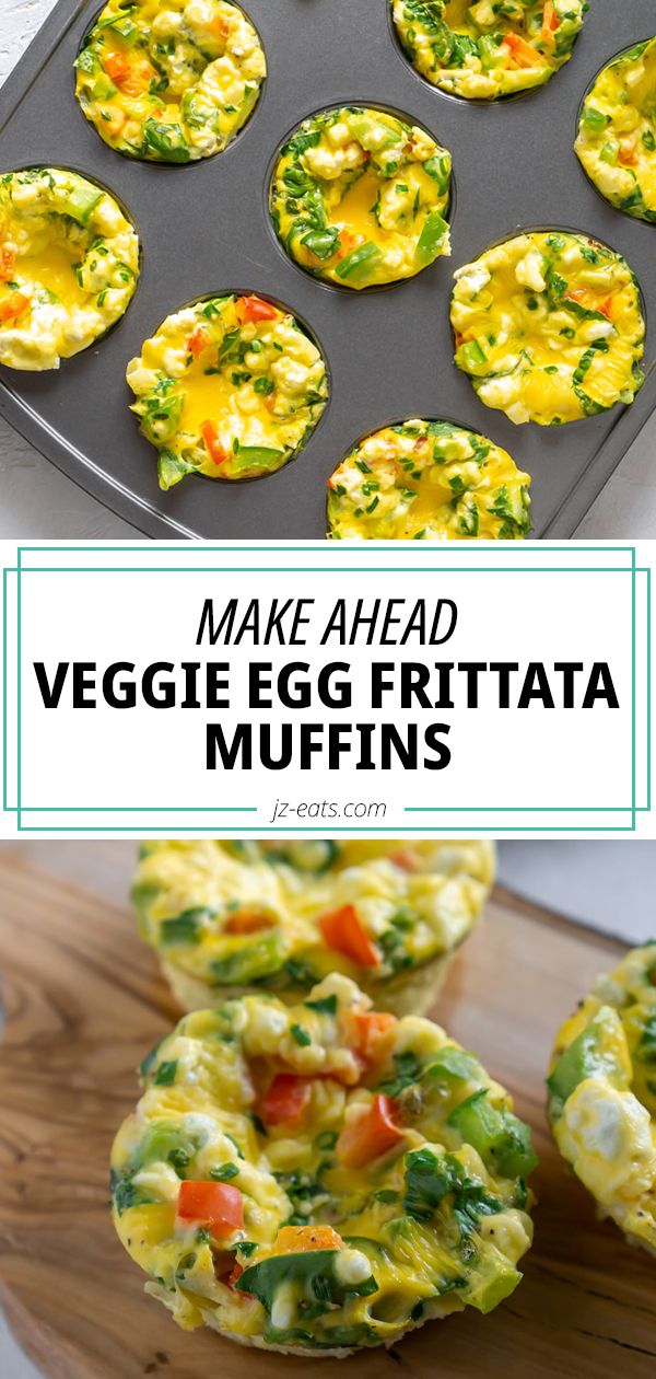 egg frittata muffins on a tray with the title text overlay reads make ahead veggie gritata muffins