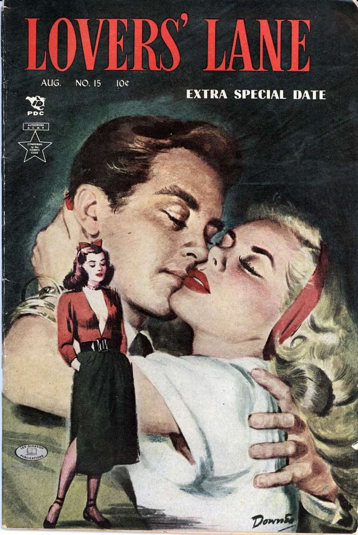 the cover of lovers'lane magazine featuring a man kissing a woman on the cheek