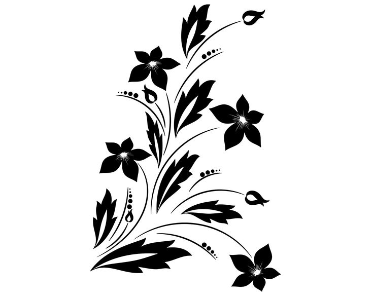 a black and white floral design on a white background