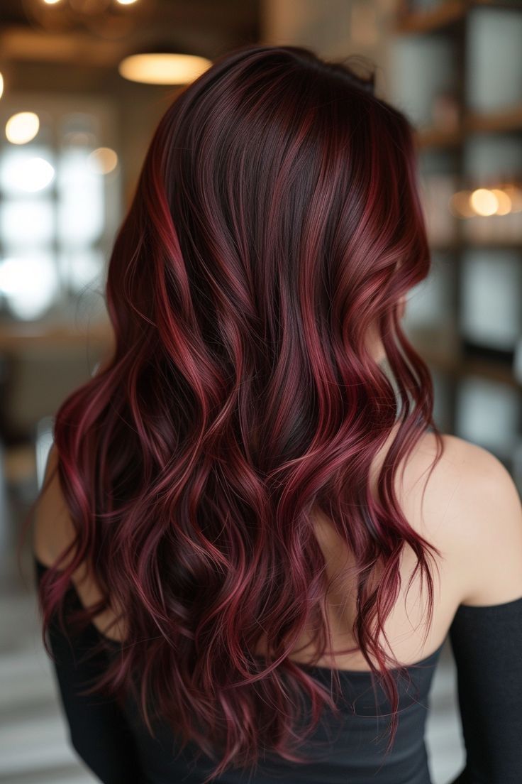 Pelo Color Vino, Red Balayage Hair, Red Hair With Highlights, Rambut Brunette, Cherry Red Hair, Red Hair Inspo, Wine Hair, Cherry Hair, Cute Hair Colors