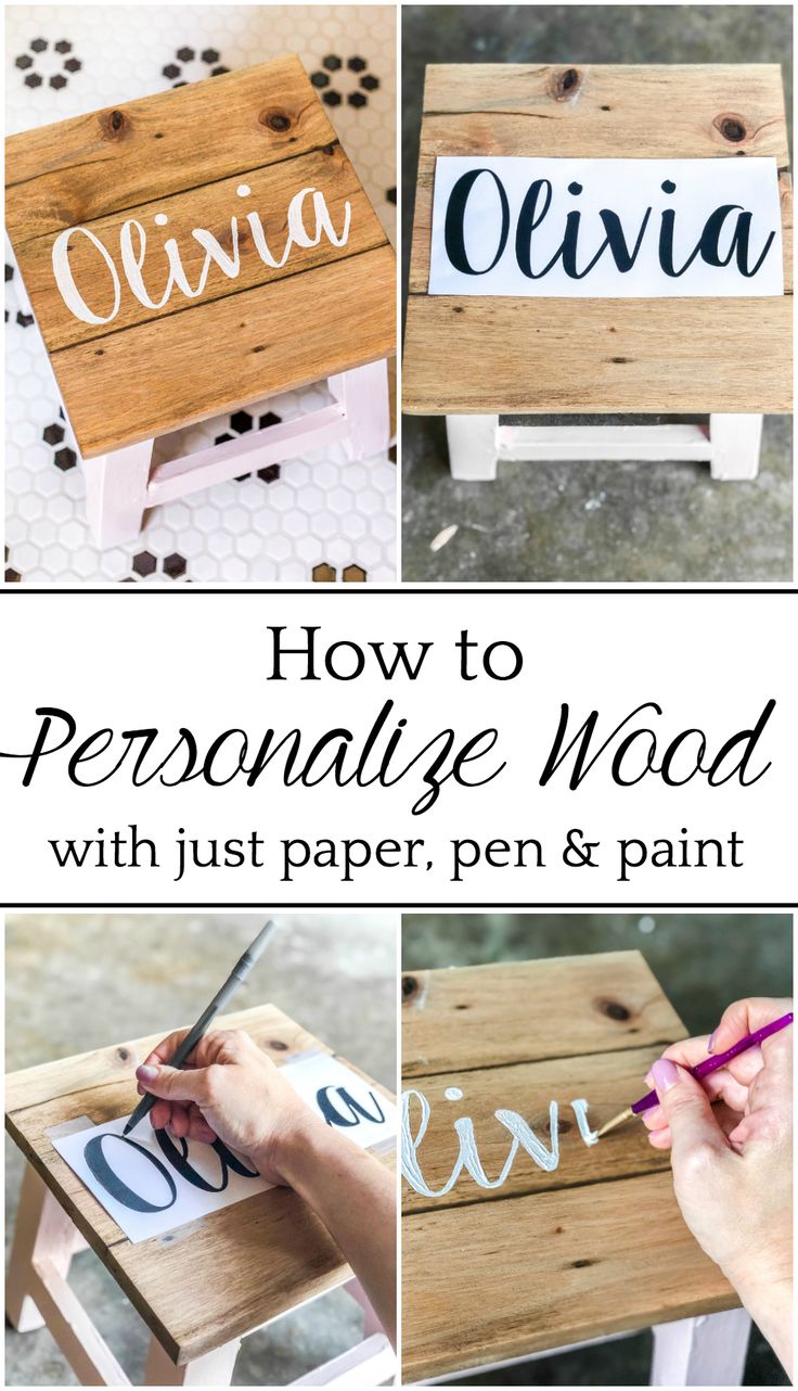 how to personalize wood with just paper, pen and paint - diy project